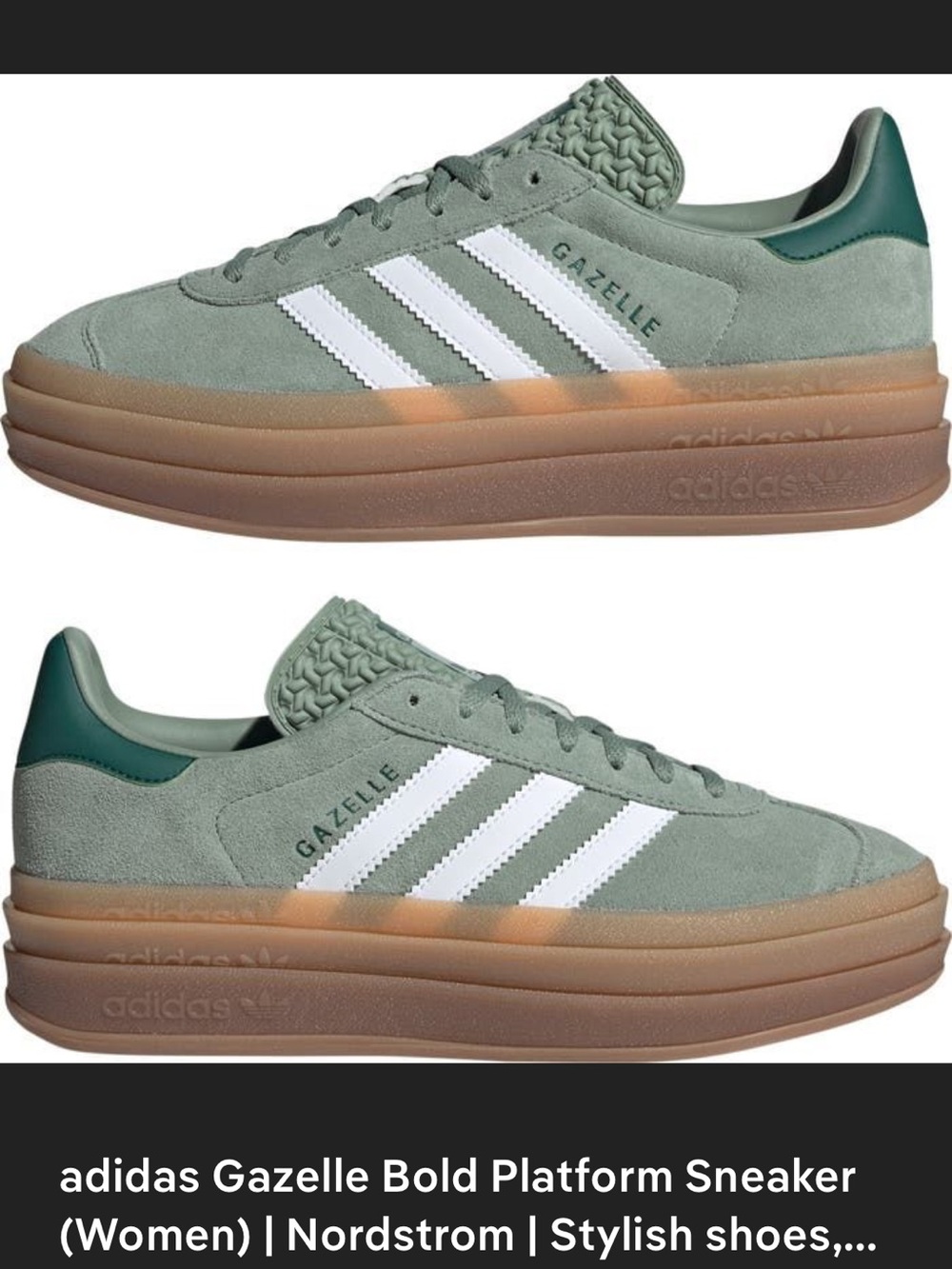 adidas Gazelle Bold Platform Sneaker - Sage/White